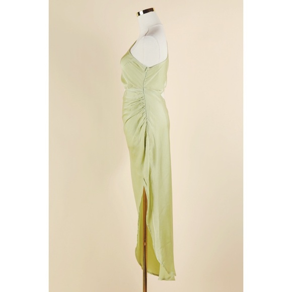 Sz S Hello Molly Classy Girl Satin-Like Cutout Midi Dress In Green EUC - Picture 3 of 9